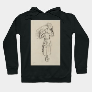 Gleaner Standing Holding Straw Bale on Head by Jean-Francois Millet Hoodie